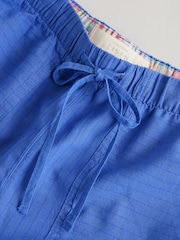 Blue Stripe Cotton Linen Blend Barrel Leg Trousers - Image 6 of 7