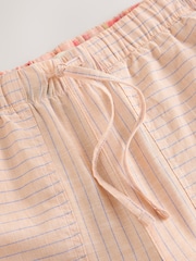 Peach Pink Stripe Cotton Linen Blend Barrel Leg Trousers - Image 7 of 8