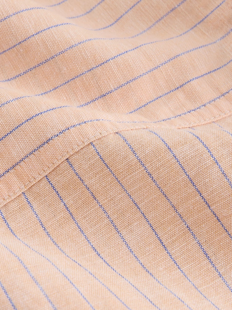 Peach Pink Stripe Cotton Linen Blend Barrel Leg Trousers - Image 8 of 8