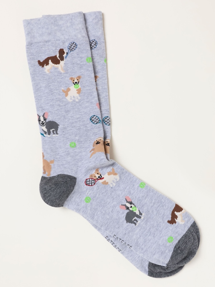 FatFace Light Grey Tennis Dog Socks - Image 1 of 2