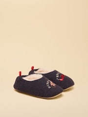 Joules Kids' Navy Dino embroidered Slipper - Image 1 of 5