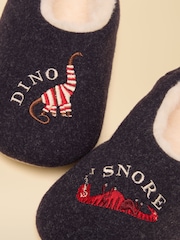 Joules Kids' Navy Dino embroidered Slipper - Image 4 of 5