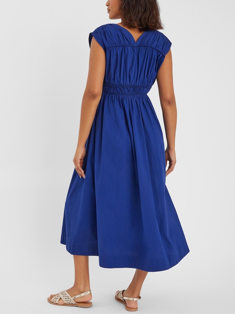 Accessorize Blue Sleeveless Ruched Midi Dress - Image 2 of 4