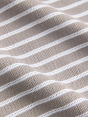 Taupe Brown Short Sleeve Textured Stripe T-Shirt - Image 2 of 3