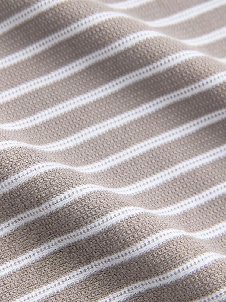 Taupe Brown Short Sleeve Textured Stripe T-Shirt - Image 2 of 3