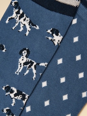 Joules Men's Kingsbury Blue Dog Socks 2 Pack (size 7-12) - Image 2 of 3