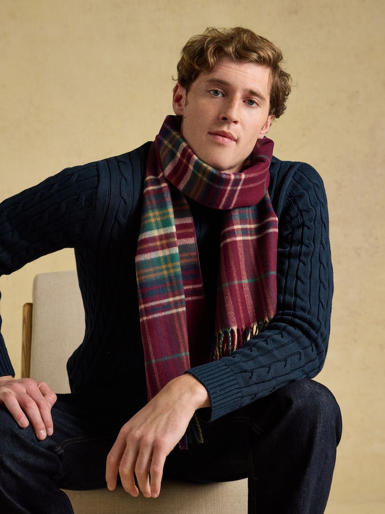 Joules Langtree Red Check Scarf - Image 2 of 6