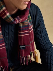 Joules Langtree Red Check Scarf - Image 4 of 6
