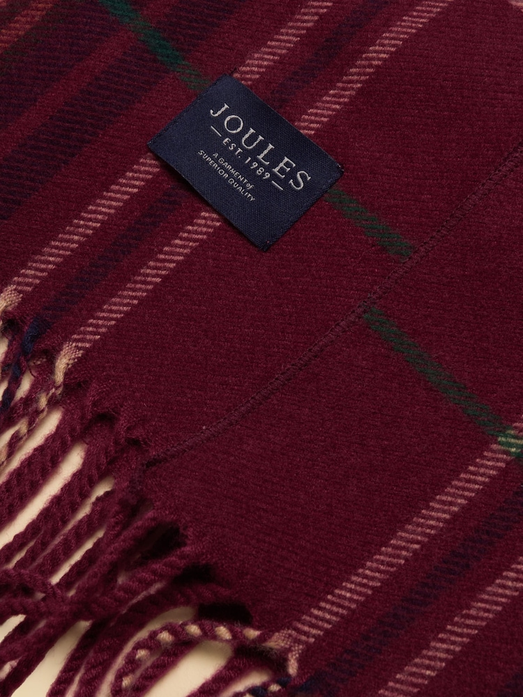 Joules Langtree Red Check Scarf - Image 6 of 6