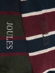 Joules Men's Kingsbury Green & Red Stripe Socks 2 Pack (size 7-12) - Image 3 of 3