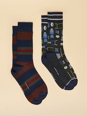 Joules Men's Kingsbury Green Rugby Socks 2 Pack (size 7-12) - Image 1 of 3