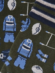 Joules Men's Kingsbury Green Rugby Socks 2 Pack (size 7-12) - Image 2 of 3