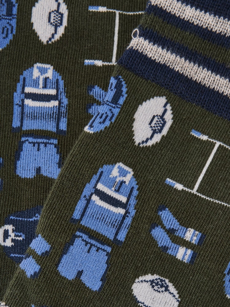 Joules Men's Kingsbury Green Rugby Socks 2 Pack (size 7-12) - Image 2 of 3 Joules Men's Kingsbury Green Rugby Socks 2 Pack (size 7-12) - Image 2 of 3
