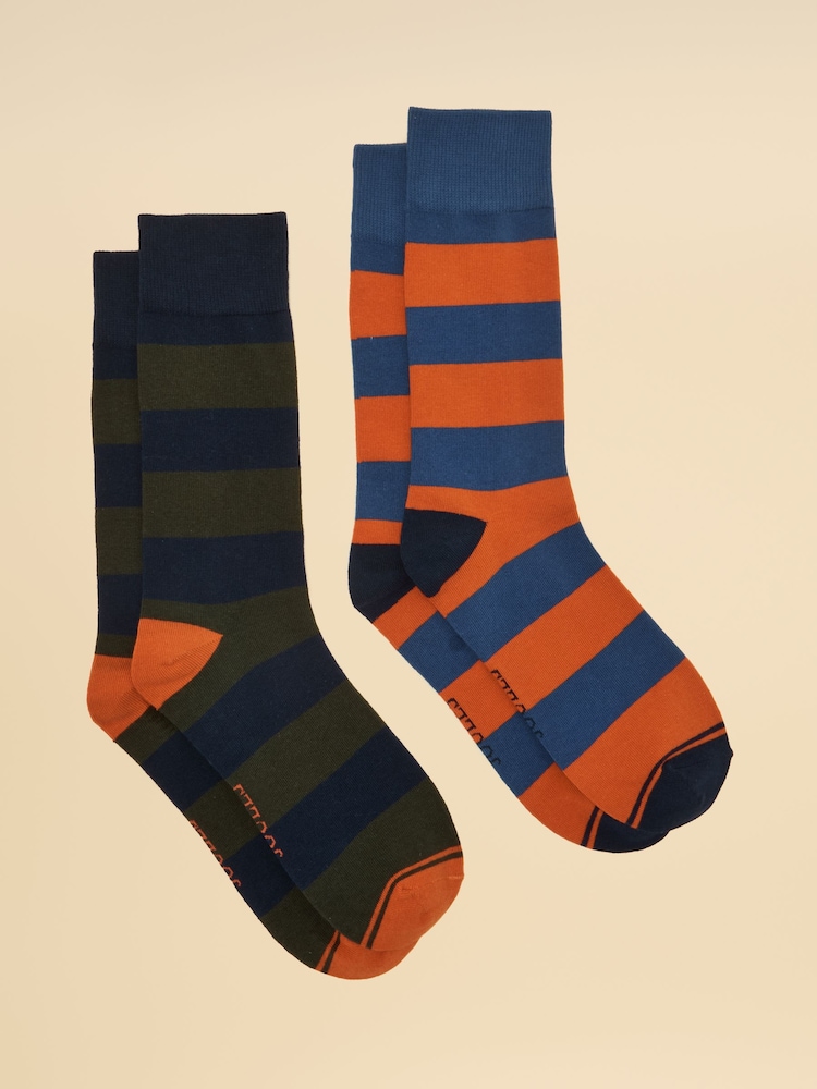 Joules Men's Kingsbury Blue Rugby Stripe Socks 2 Pack (size 7-12) - Image 1 of 3 Joules Men's Kingsbury Blue Rugby Stripe Socks 2 Pack (size 7-12) - Image 1 of 3