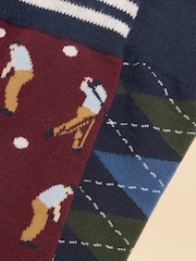 Joules Men's Kingsbury Burgundy Golf Socks 2 Pack (size 7-12) - Image 2 of 3