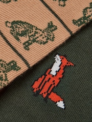 Joules Men's Kingsbury Green Fox Socks 2 Pack (size 7-12) - Image 2 of 3
