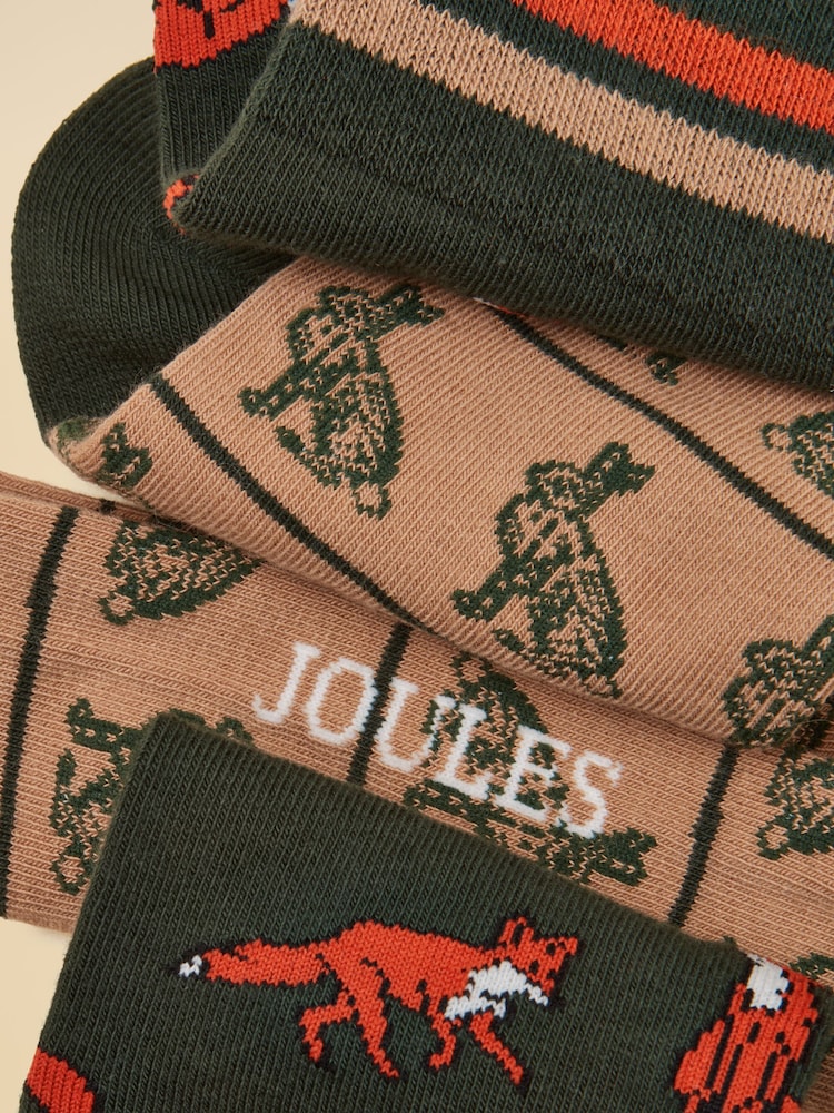 Joules Men's Kingsbury Green Fox Socks 2 Pack (size 7-12) - Image 3 of 3 Joules Men's Kingsbury Green Fox Socks 2 Pack (size 7-12) - Image 3 of 3