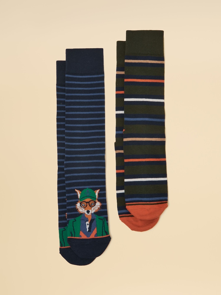 Joules Men's Kingsbury Navy Jonty Fox Socks 2 Pack (size 7-12) - Image 1 of 3 Joules Men's Kingsbury Navy Jonty Fox Socks 2 Pack (size 7-12) - Image 1 of 3
