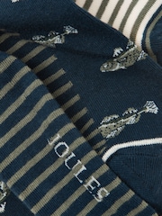 Joules Men's Kingsbury Khaki Fish Socks 2 Pack (size 7-12) - Image 3 of 3