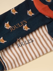 Joules Men's Kingsbury Tan & Navy Fox Socks 2 Pack (size 7-12) - Image 3 of 3