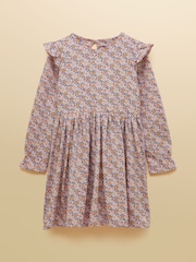 Joules Pink Girls' Horse Ditsy Long Sleeve Jersey Dress - Image 1 of 5