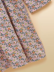 Joules Pink Girls' Horse Ditsy Long Sleeve Jersey Dress - Image 4 of 5