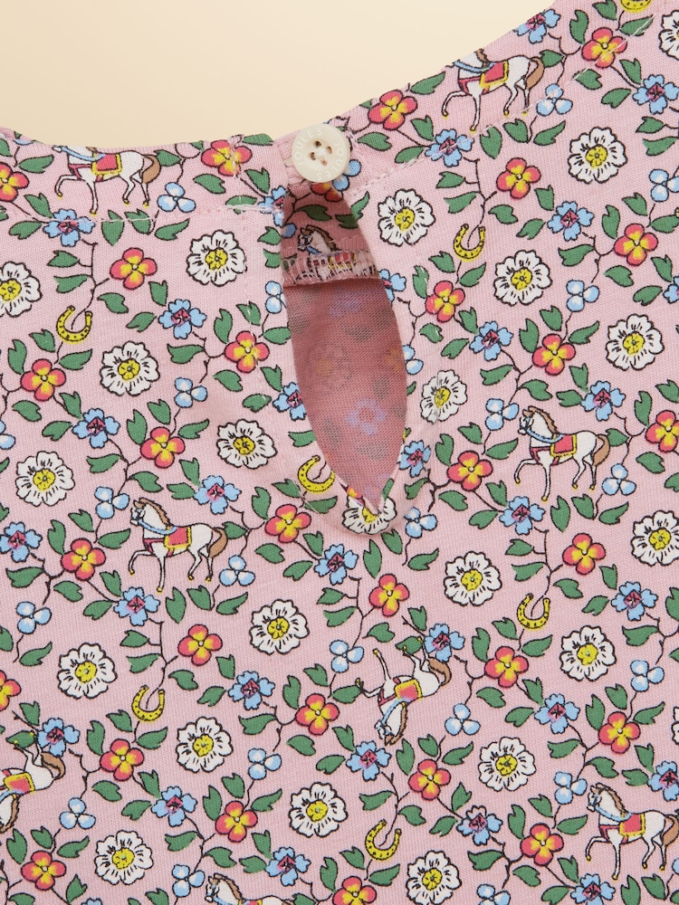 Joules Pink Girls' Horse Ditsy Long Sleeve Jersey Dress - Image 5 of 5 Joules Pink Girls' Horse Ditsy Long Sleeve Jersey Dress - Image 5 of 5