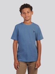 U.S. Polo Assn Blue Boys Check Texture T-Shirt - Image 1 of 7