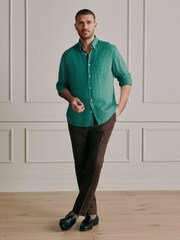 Green Long Sleeve Linen Shirt - Image 2 of 5