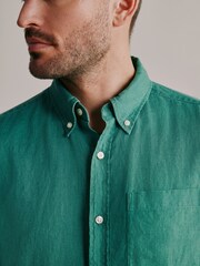 Green Long Sleeve Linen Shirt - Image 4 of 5