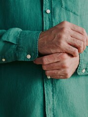 Green Long Sleeve Linen Shirt - Image 5 of 5