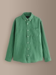 Green Long Sleeve Signature 100% Linen Shirt - Image 7 of 9