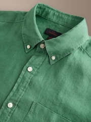 Green Long Sleeve Signature 100% Linen Shirt - Image 8 of 9