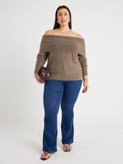 River Island Blue High Rise Sculpt Flare Jeans - Image 1 of 6