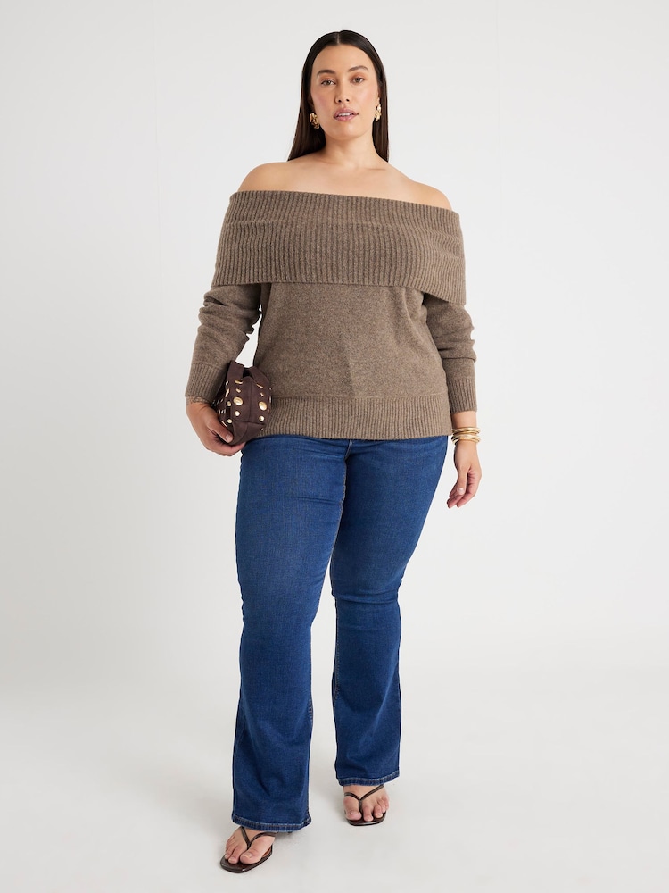 River Island Blue High Rise Sculpt Flare Jeans - Image 1 of 6 River Island Blue High Rise Sculpt Flare Jeans - Image 1 of 6