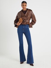 River Island Blue High Rise Sculpt Flare Jeans - Image 2 of 6