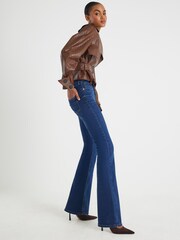 River Island Blue High Rise Sculpt Flare Jeans - Image 3 of 6