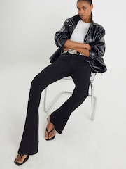 River Island Black High Rise Sculpt Flare Jeans - Image 1 of 4
