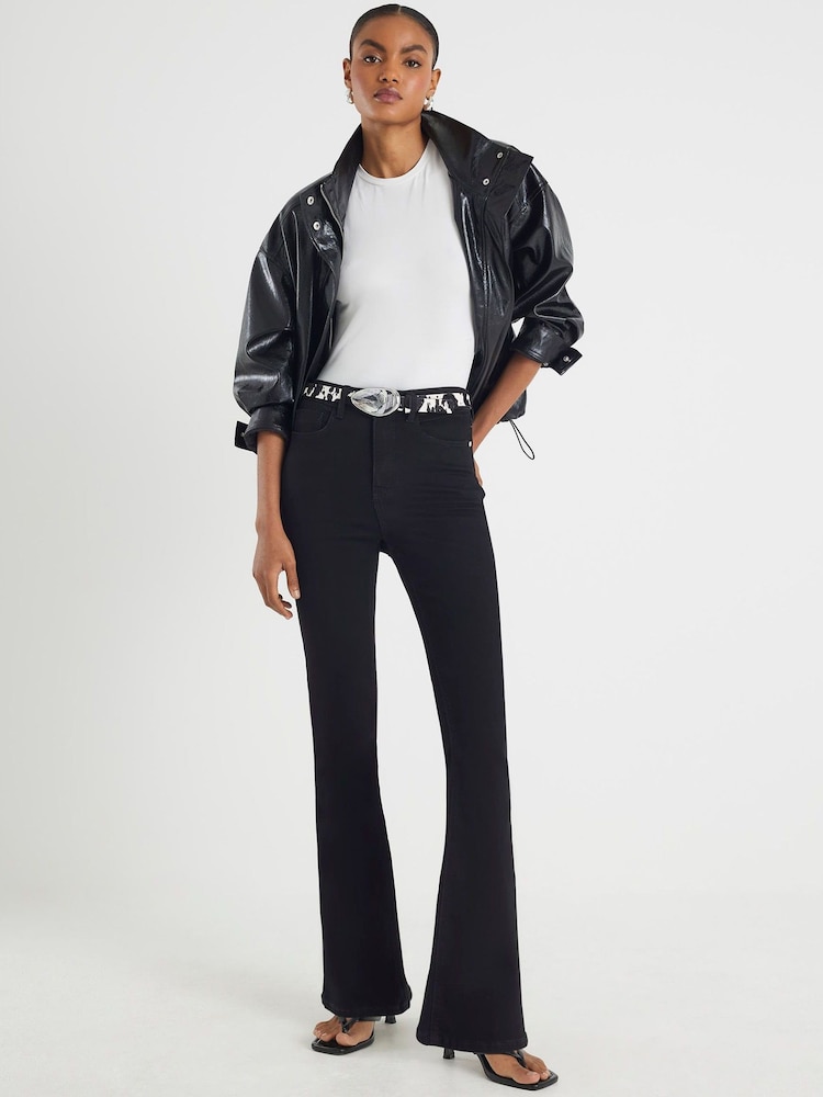 River Island Black High Rise Sculpt Flare Jeans - Image 2 of 4