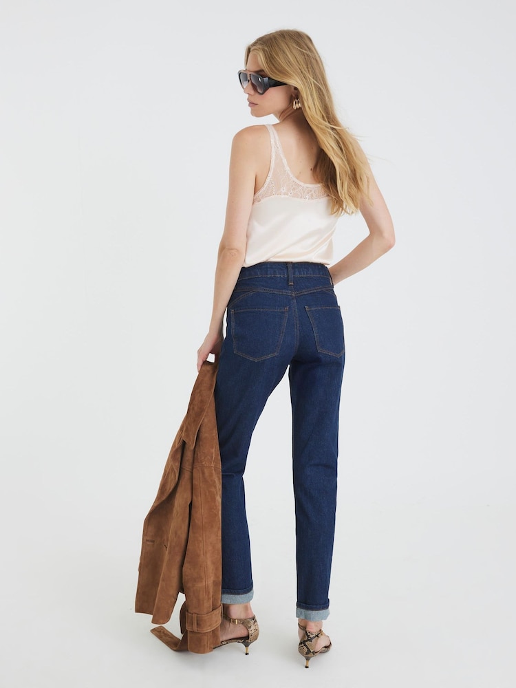 River Island Blue High Rise Sculpt Mom Jeans - Image 4 of 4