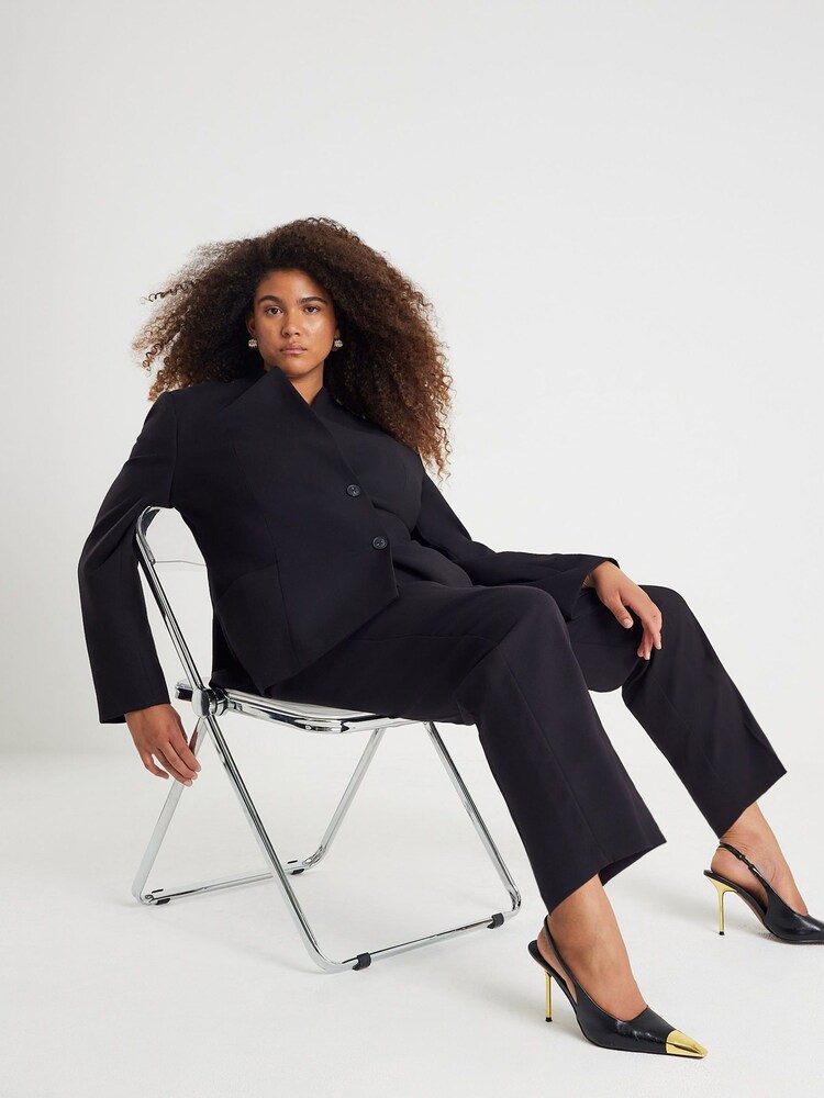 River Island Black Straight Leg Trousers - Image 1 of 6