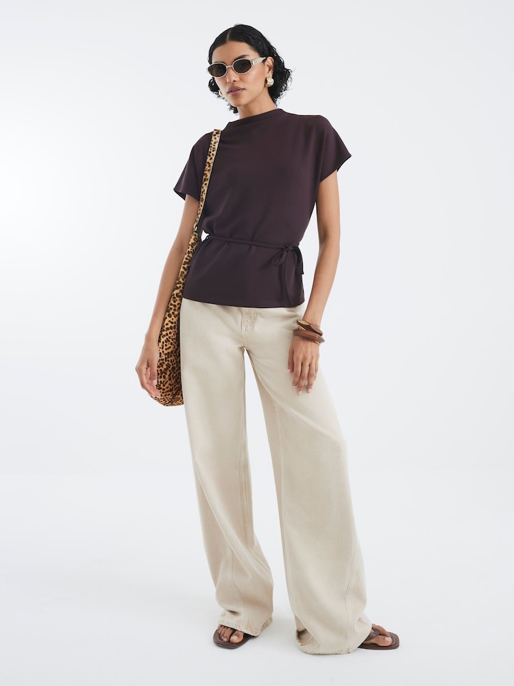 River Island Short Sleeve Premium Belted T-Shirt - صورة 1 من 4