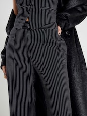 River Island Black Pinstripe Soft Flare Trousers - Image 4 of 6