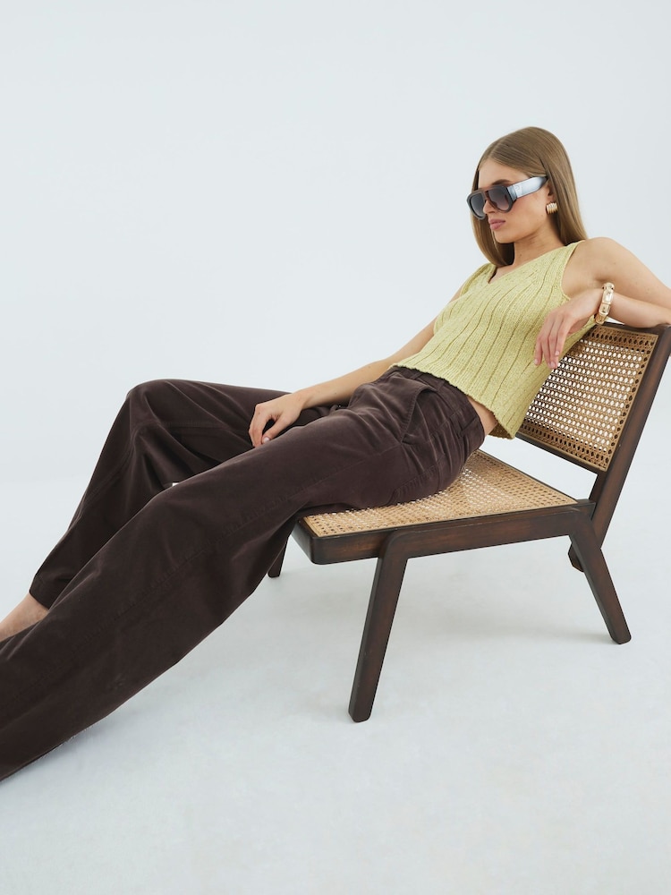 River Island Brown Corduroy Palazzo Jeans - Image 1 of 4 River Island Brown Corduroy Palazzo Jeans - Image 1 of 4