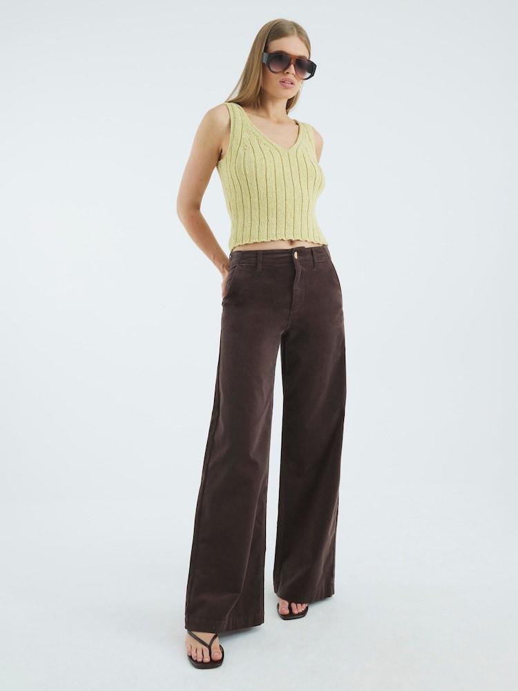 River Island Brown Corduroy Palazzo Jeans - Image 2 of 4 River Island Brown Corduroy Palazzo Jeans - Image 2 of 4