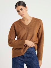 River Island Brown V-Neck Jumper - Image 4 of 6
