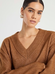 River Island Brown V-Neck Jumper - Image 6 of 6