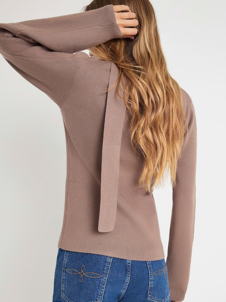 River Island Brown Tie Neck Cardigan - Image 2 of 4