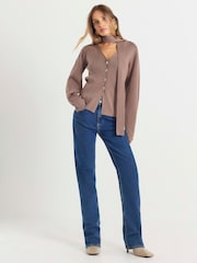 River Island Brown Tie Neck Cardigan - Image 3 of 4