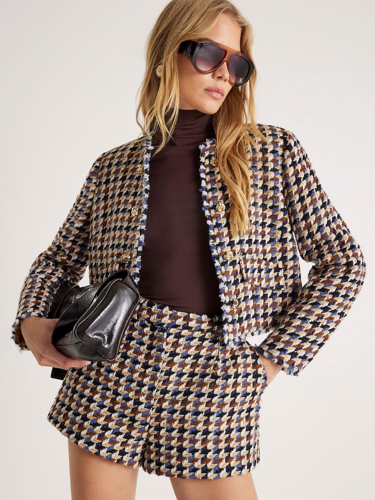 River Island Brown Boucle Tailored Shorts - Image 2 of 4
